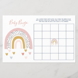 Flyer Bingo infantil Pastel Rainbow Baby Shower