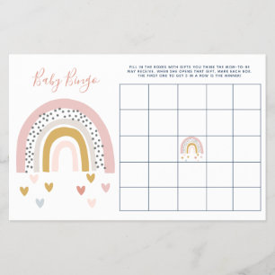 Flyer Bingo infantil Pastel Rainbow Baby Shower