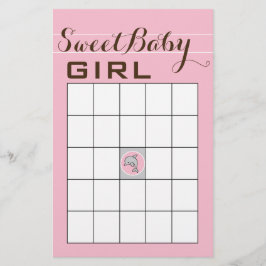 Flyer Bingo para Baby Shower "Delfín Rosa"