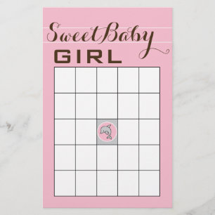 Flyer Bingo para Baby Shower "Delfín Rosa"