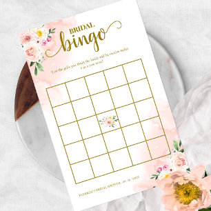 Flyer Bingo para Despedida de Soltera con Flores Rosadas