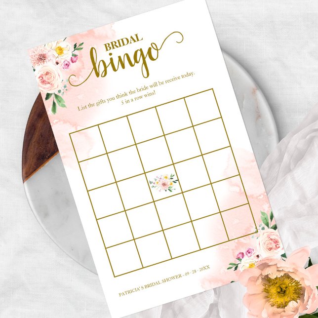 Flyer Bingo para Despedida de Soltera con Flores Rosadas (Subido por el creador)