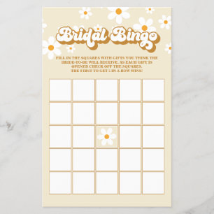 Flyer Bingo para Despedida de Soltera Retro Daisy