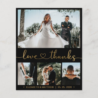Flyer Black and Gold 4 Collage de fotos Boda Gracias
