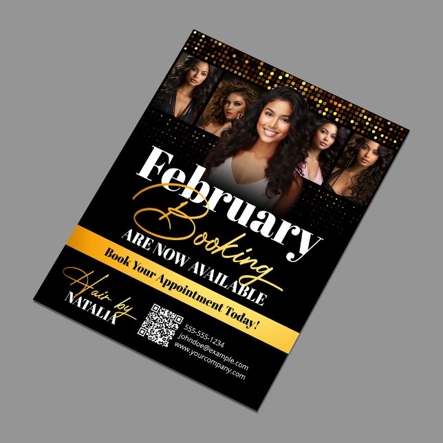 Flyer Black Gold Elegant HairStylist Booking (Subido por el creador)
