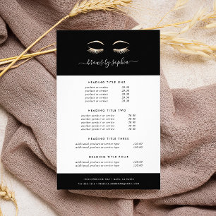 Flyer Black & Gold Lashes y Broches   Precios y servicio