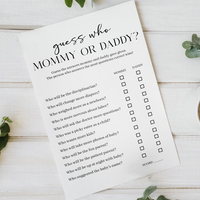 Flyer Black Modern Simple Baby Shower Mom Dad Game (Subido por el creador)