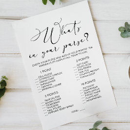 Flyer Black Modern Simple Bride Game Whats In Your Purse