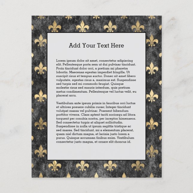 Flyer Black Velvet Fleur De Lis Mardi Gras Orleans (Frente)