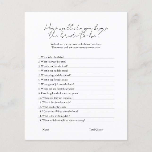 Flyer Blanco negro moderno ¿Qué tan bien conoces a la no (Frente)