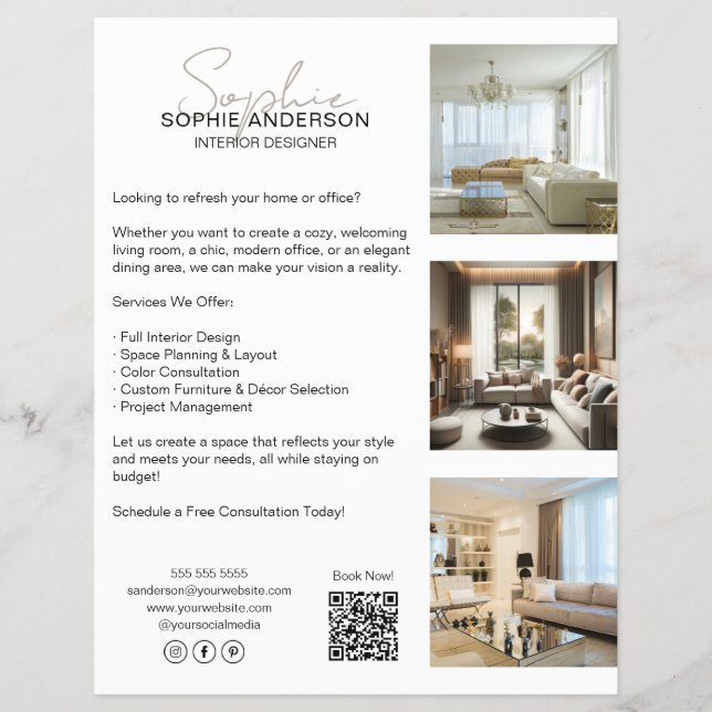 Flyer Blanco Profesional Moderno de Negocios (Frente)