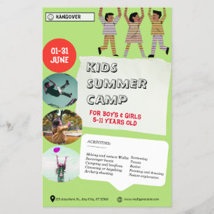 Flyer Blanco Verde Negro Jugador Para Niños Campamento D