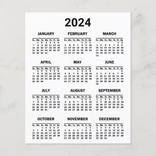 Flyer Blanco y negro 2024 Año a la vista Calendario