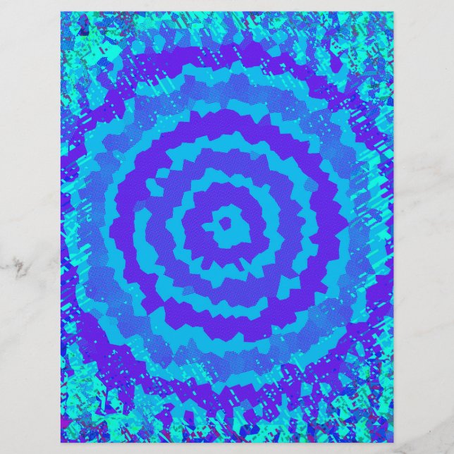 Flyer Blue Abstract Flower Scrapbook Paper Bulk Pages (Frente)