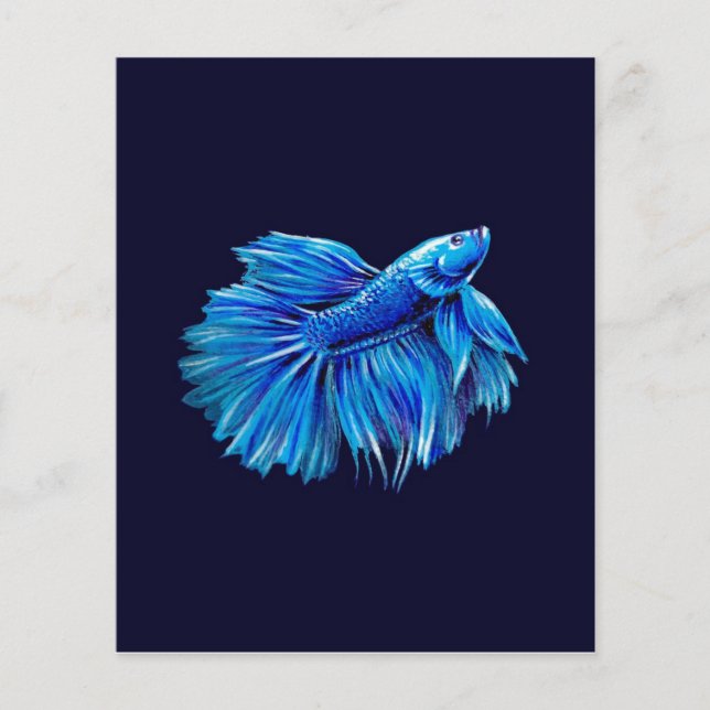 Flyer Blue Betta Fish on Navy |Aquarium Lover (Frente)