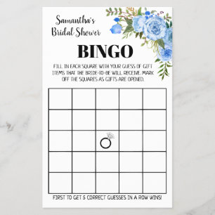 Flyer Blue Bridal Shower Bingo tarjeta de juego española