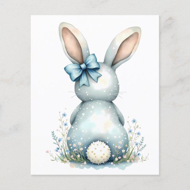 Flyer Blue Bunny Tail Cottontail Easter Bunny con huevos (Frente)
