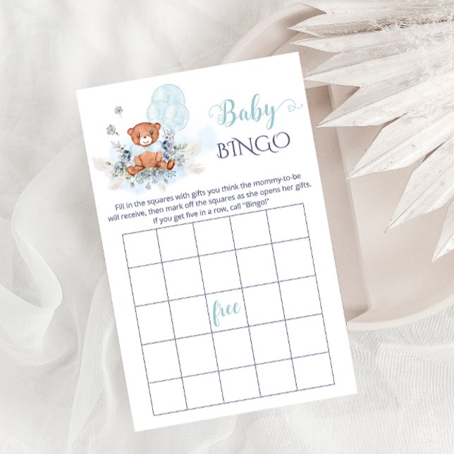 Flyer Blue Cute Teddy Bear Boy Juego de Baby Shower BING (Subido por el creador)