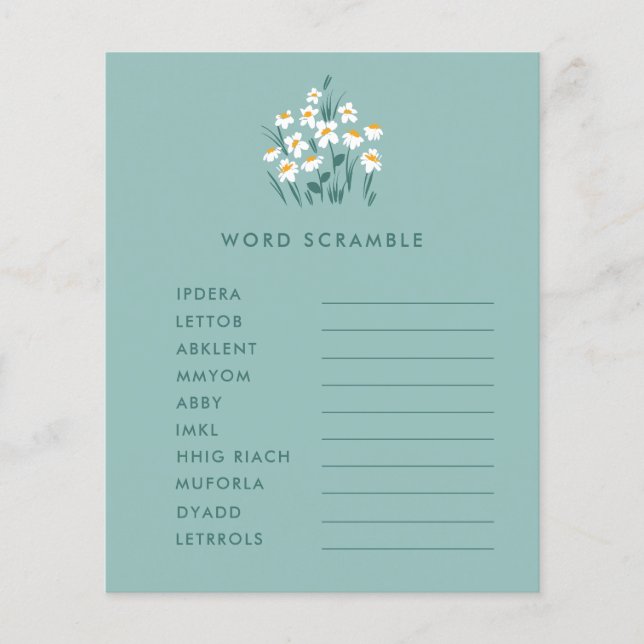 Flyer Blue daisy floral hermoso juego de ducha bebé vola (Frente)