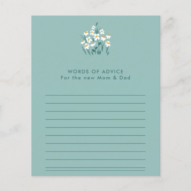 Flyer Blue daisy floral hermoso juego de ducha bebé vola (Frente)