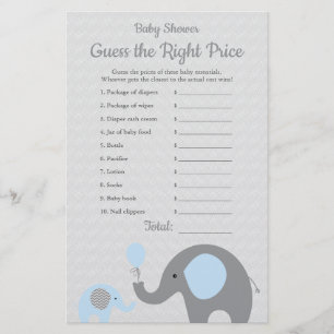 Flyer Blue Elephant Baby Shower Price es el juego correc