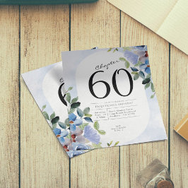 Flyer Blue Floral Budget Invitación a los 60 Años
