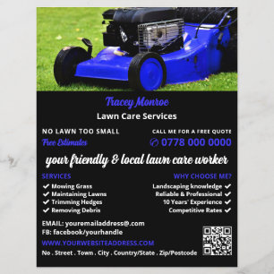 Flyer Blue Garden Lawn-Mower, servicios de cuidado de cé