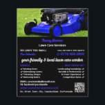 Flyer Blue Garden Lawn-Mower, servicios de cuidado de cé<br><div class="desc">Peluquería de jardín azul,  Anuncio de los servicios de atención de césped de la tienda de tarjetas de visita.</div>