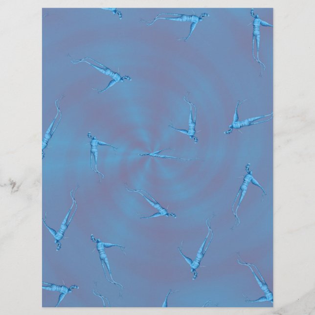 Flyer Blue Ginseng Man Bulk Scrapbook Paper Pages (Frente)