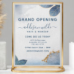 Flyer Blue Gold Watercolor Saltos Botánicos Negocios<br><div class="desc">Blue Gold Watercolor Botanical Leaves Business Flyer. Perfecto para un salón de belleza,  peluquería,  maquillador o cosmetólogo.</div>