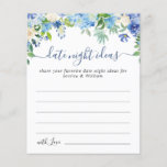 Flyer Blue Hydrangea Bridal Shower Date Night Idea Card<br><div class="desc">Blue Hydrangea Bridal Shower Date Night Idea Card.</div>