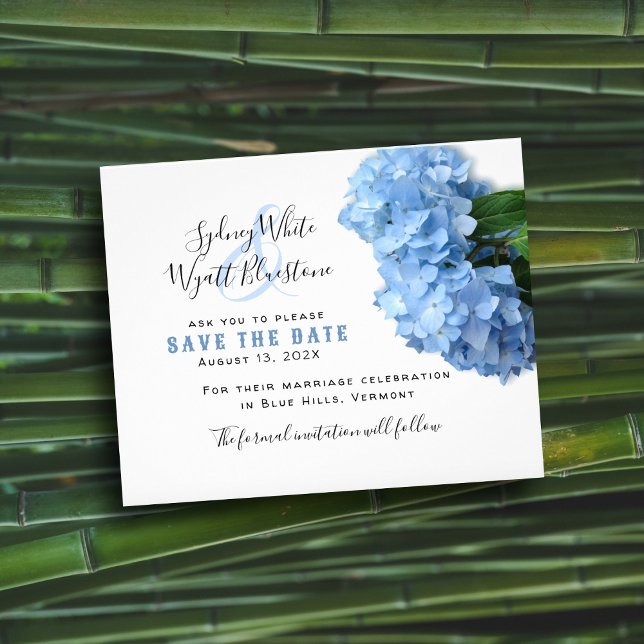 Flyer Blue Hydrangea Flowers Presupuesto Guardar fecha (Subido por el creador)