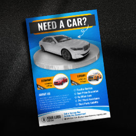 Flyer Blue Modern Luxury Car Rental Automóvil