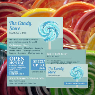 Flyer Blue Swirl Lollipop, anuncio de suministros de pas