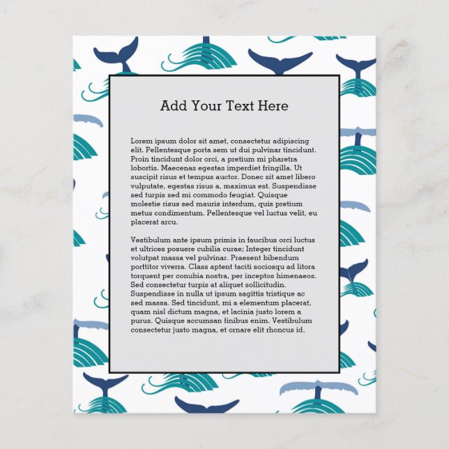 Flyer Blue Whale Tail Waves Sea Animal Ocean Marine (Frente)