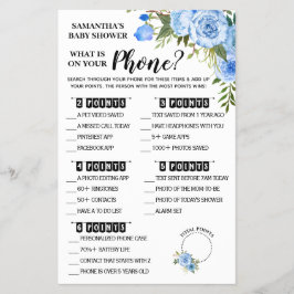 Flyer Blue What on Phone Bilingual Shower Game Card