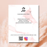Flyer Blusa de texto del personalizado de instagram de c<br><div class="desc">Fondo Rubor de mármol rosa. Personalice y agregue su logotipo comercial,  nombre,  dirección,  texto,  su propio código QR a su cuenta de Instagram.</div>