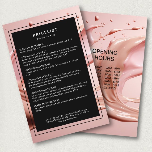 Flyer Blush Pink Beauty Salon Price List (Blush Pink Beauty Salon Price List Flyer)