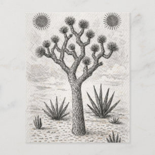 Flyer boceto de árbol de josué arte de boceto del desi