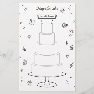 Flyer Boda Actividades Colorear páginas Diseño Pastel