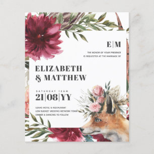 Flyer Boda All-in-1 de Budget Boho FOX Burgundy Floral