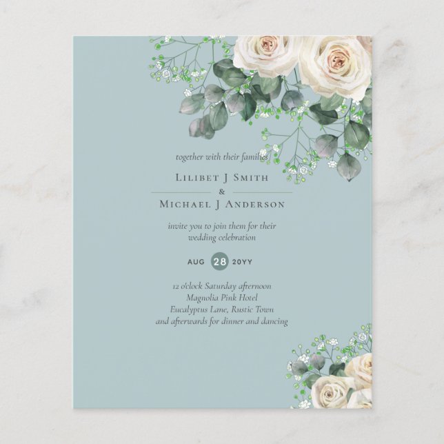 Flyer Boda amarillo limón amarillo salvia Eucaliptus (Frente)