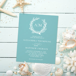 Flyer Boda azul de vidrio de coral de arrecife de coral 