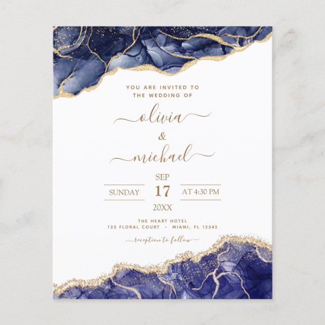 Flyer Boda Azul Oro Azul de la Marina de Guerra del Pres (Frente)