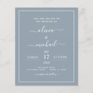 Flyer Boda azul oxidado con invitación fotográfica Fl
