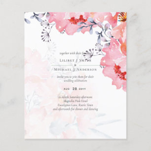 Flyer Boda azul turbio y rosado de Rubor presupuestado