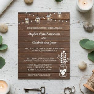 Flyer Boda Barn Mason Jar Classic Wood Rustic Budget