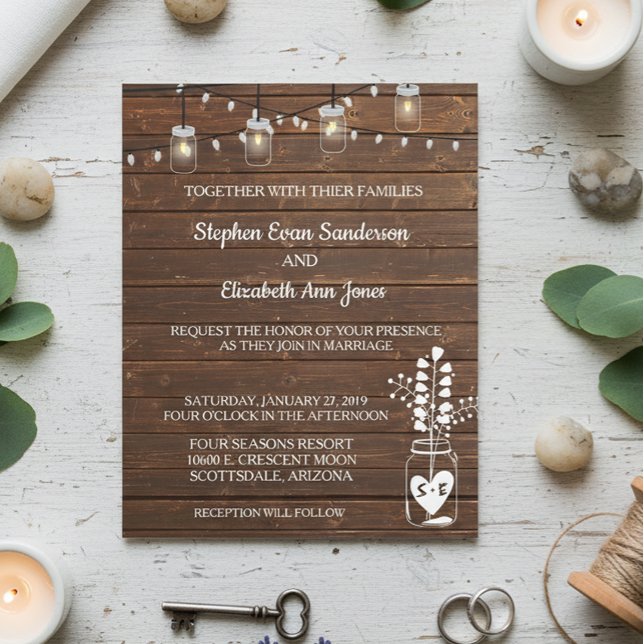 Flyer Boda Barn Mason Jar Classic Wood Rustic Budget (Subido por el creador)