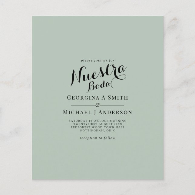 Flyer BODA Bilingual Boda, Boda de Presupuestos de Españ (Frente)