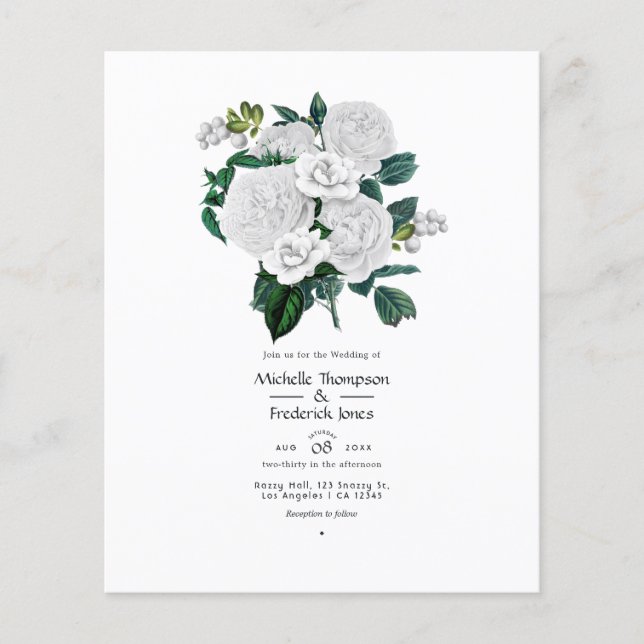 Flyer Boda Blanca Floral (Frente)